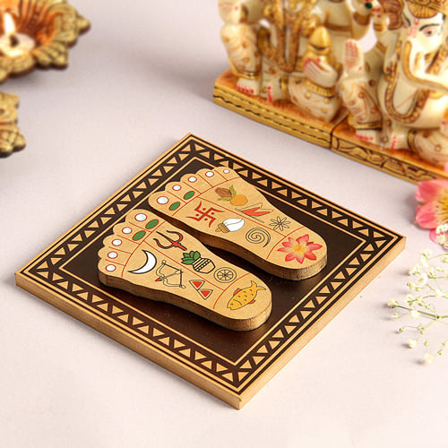 Auspicious Lakshmi Charan Paduka In Wood