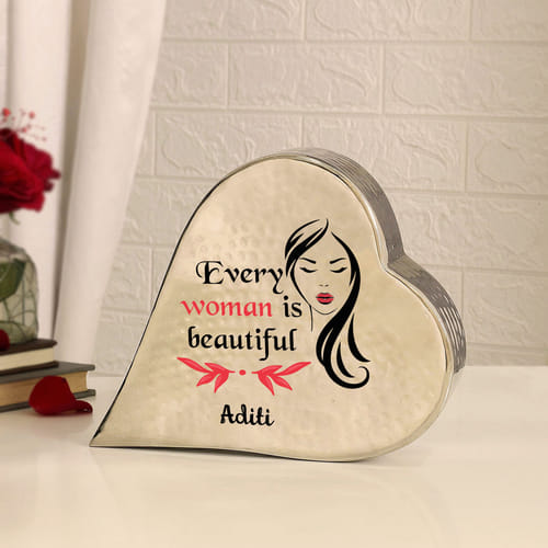 Beautiful Woman Personalized Metal Heart Decor