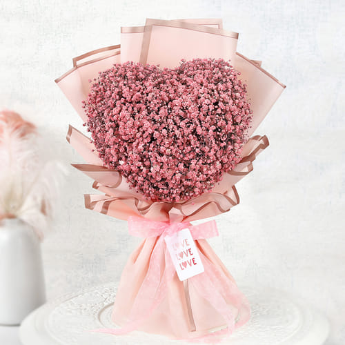 Blush Gypsophila Heart Bouquet