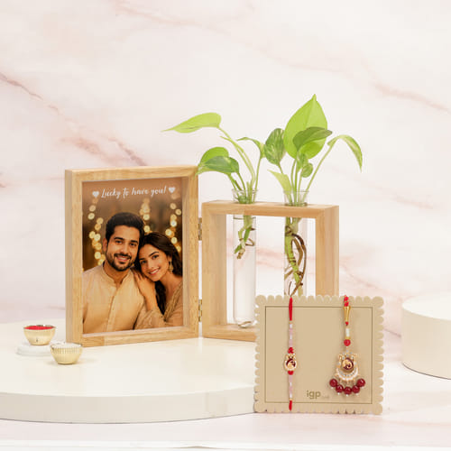 Ganesha Bhaiya Bhabhi Rakhi with Money Plant