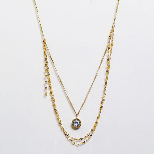 Gold Plated Double Layered Roman Numerals Necklace