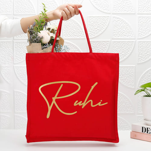 Passionate Love Personalized Canvas Tote bag - Red
