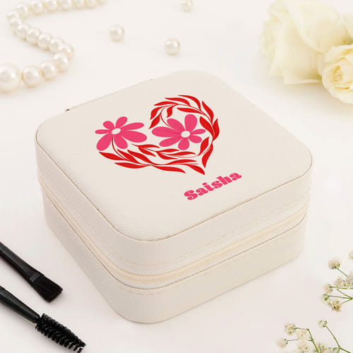 Personalized Floral Heart Jewellery Organizer