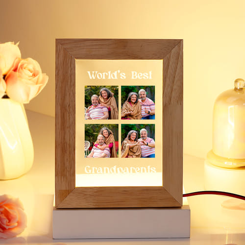 Personalized World's Best Grandparents LED Frame