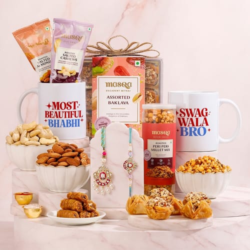 Pink Lotus Bhaiya Bhabhi Rakhi Gourmet Hamper