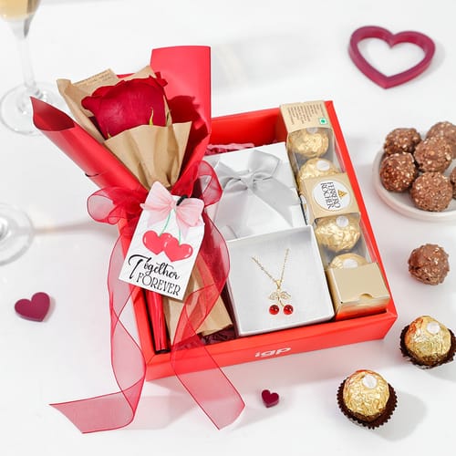 Sweetheart Cherry Pendant & Chocolate Hamper