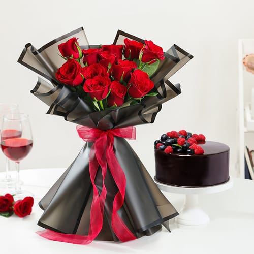 The Ultimate Indulgence 12 Red Rose Flower Box