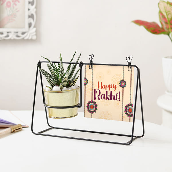 Happy Rakhi Swinging Metal Planter