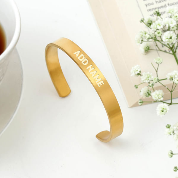Modern Gentlemen's Personalized Cuff Bracelet - Gold