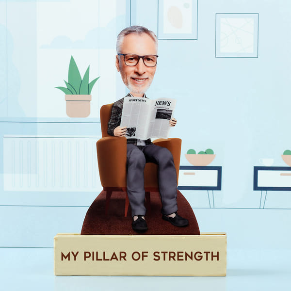 Personalised My Pillar of Strength Grandpa Caricature