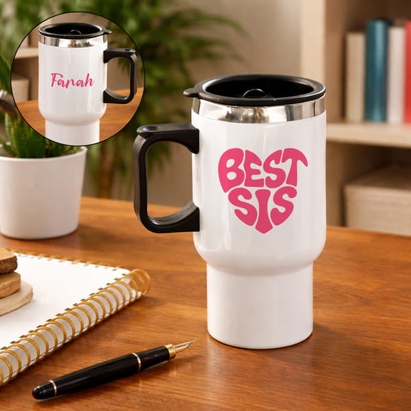 Personalized Best Sis Travel Mug for Rakhi