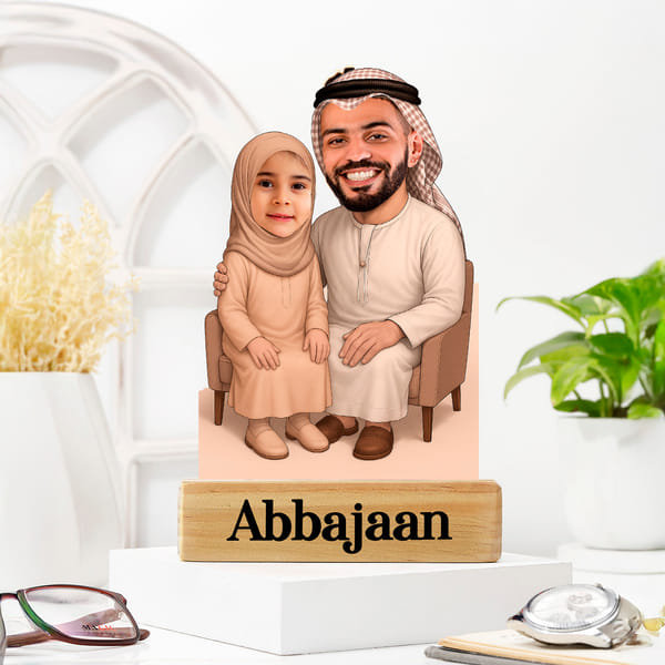 Personalized Father And Daughter Caricature