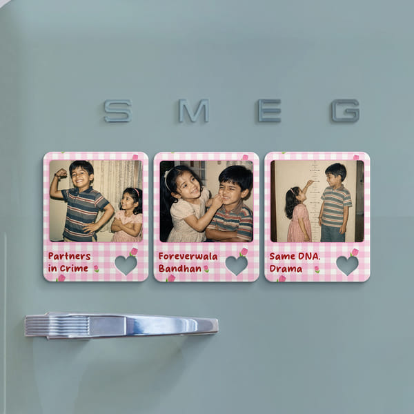 Personalized Sibling Photo Fridge Magnet Set of 3