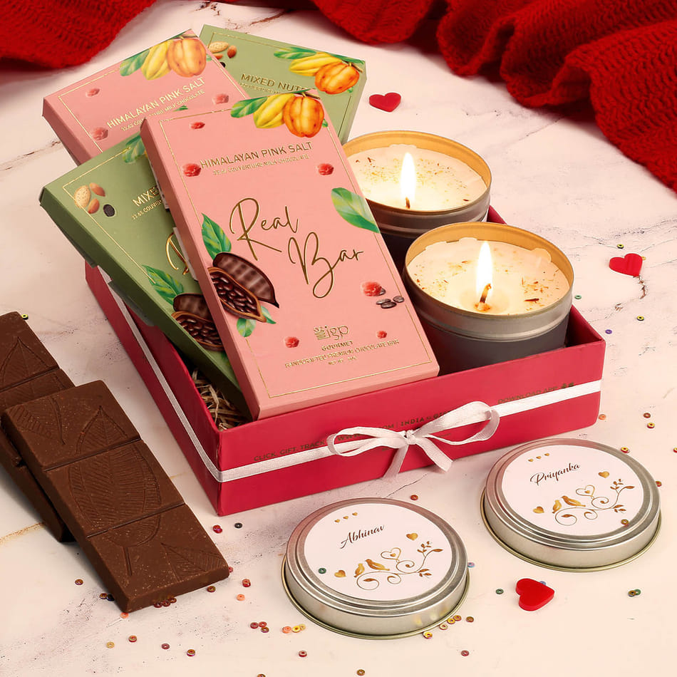 Buy/Send Chocolates And Candles Personalized Gift Hamper Online