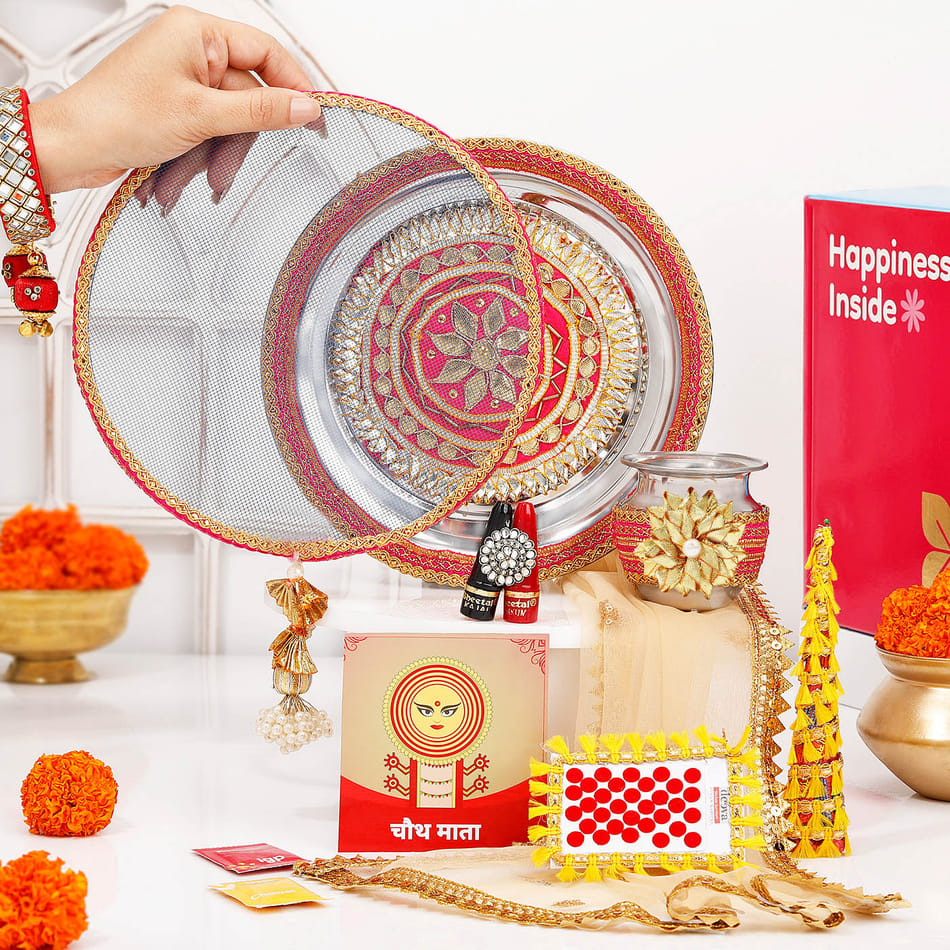 Buy/Send Classy Karwa Chauth Pooja Thali Hamper Online IGP