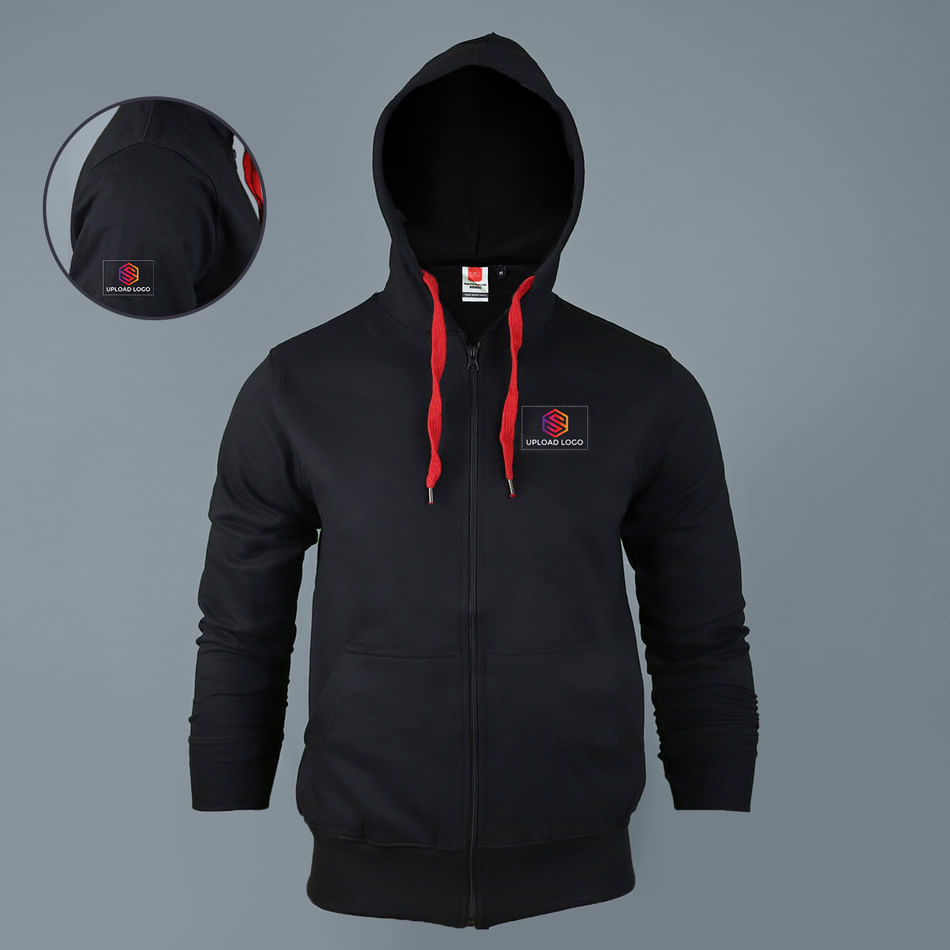Customized Full Sleeve Zippered Hoodie for Men