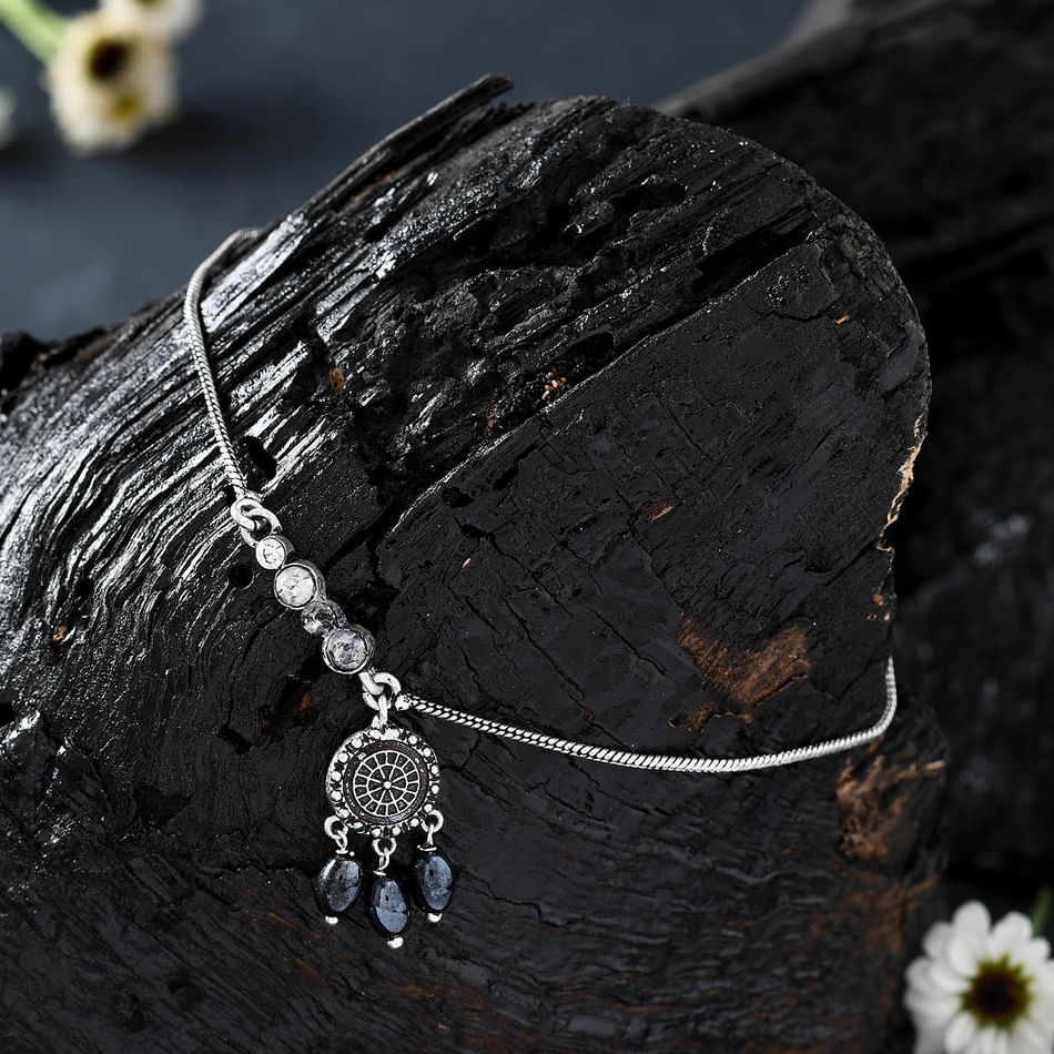 Buy/Send Dreamcatcher Inspired Oxidised Anklet Online IGP