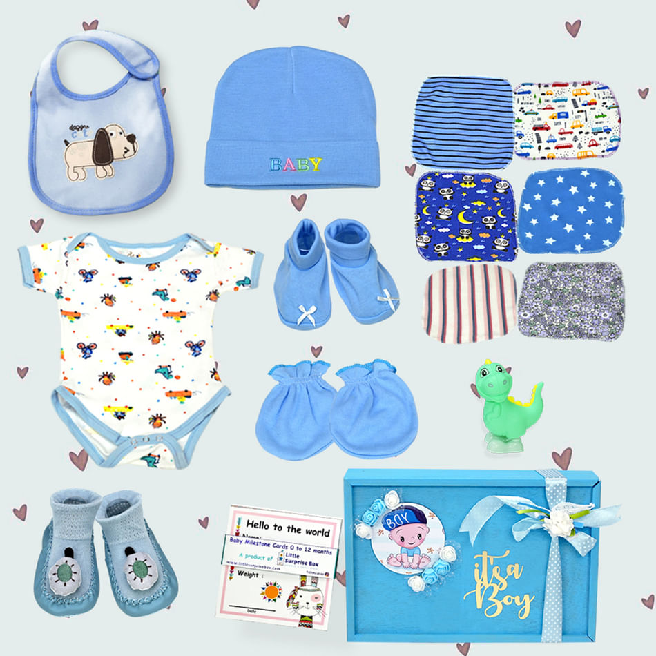 Buy/Send Newborn Baby Boy Essentials Hamper- Blue Online IGP