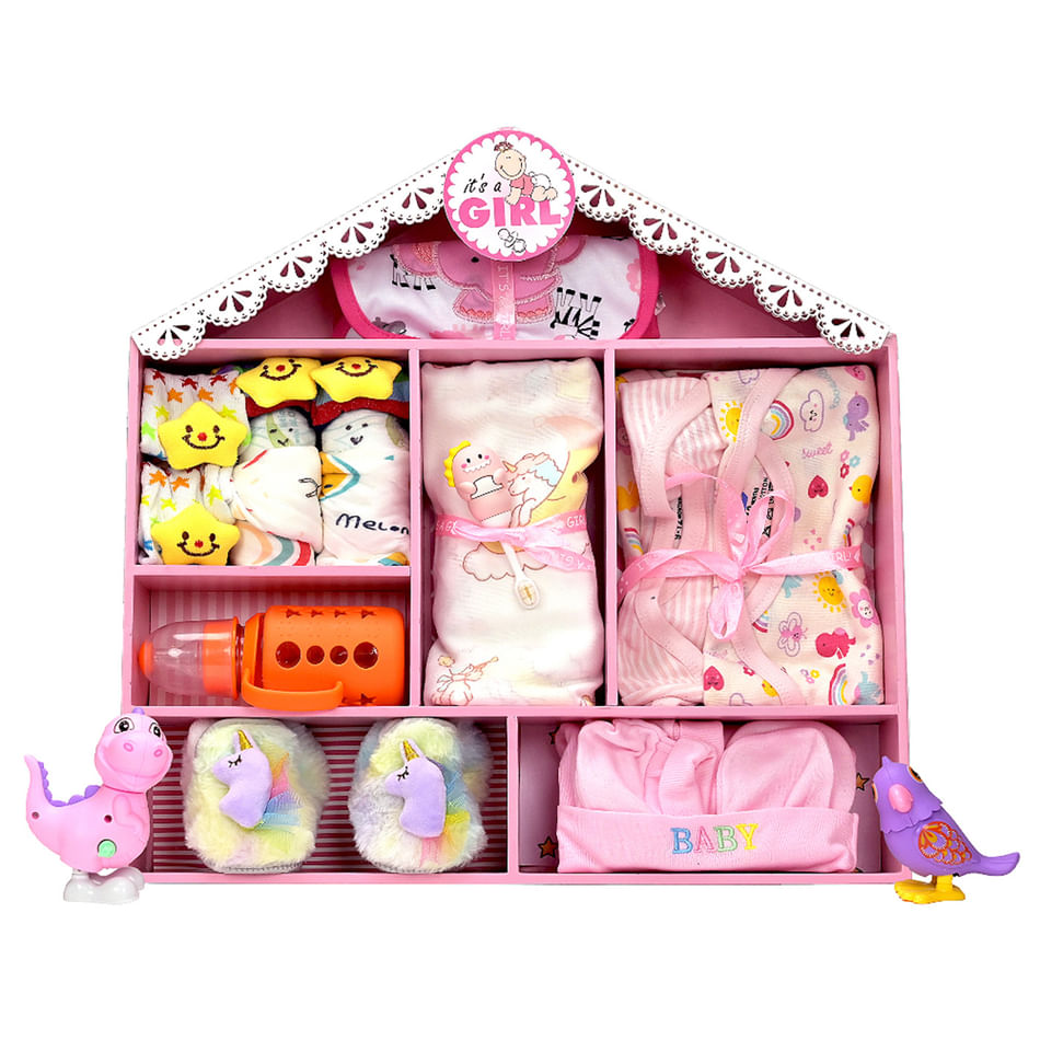 Newborn Baby Dollhouse Gift Set Pink