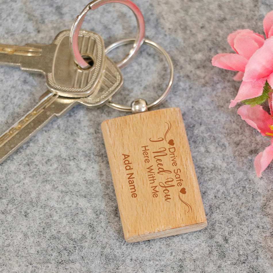 Personalized Drive Safe Wooden Keychain