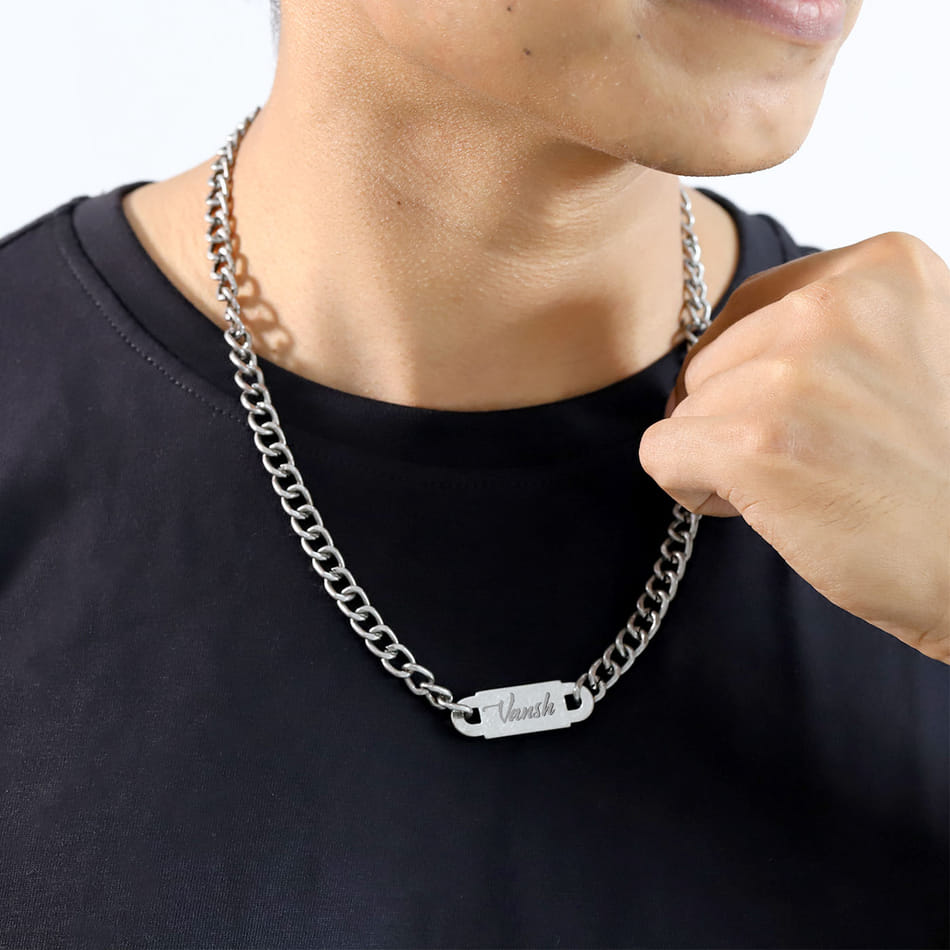 Buy/Send Personalized Men's Antique Silver Neck Chain Online IGP