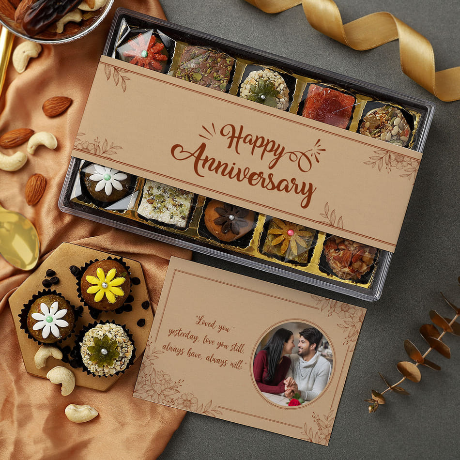 Premium Sweets Anniversary Gift Box With Personalized Card Box of