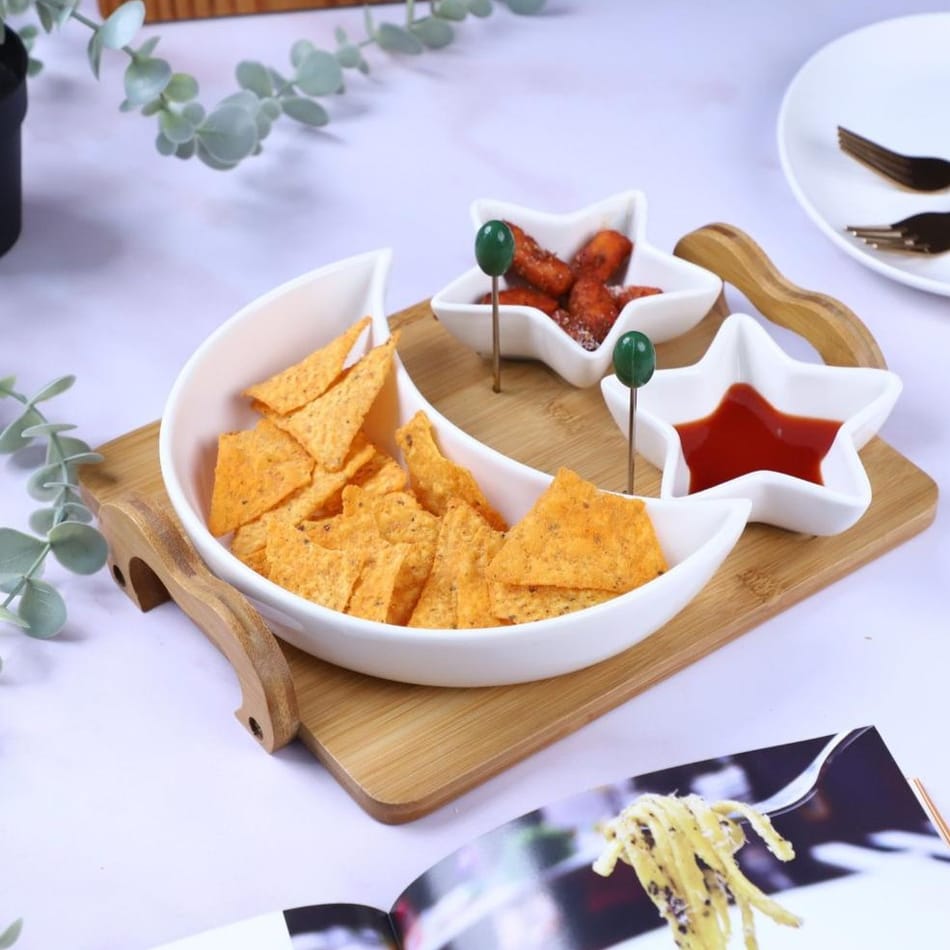 Buy/Send Serving Platter Moon And Star Bamboo Tray Set Of