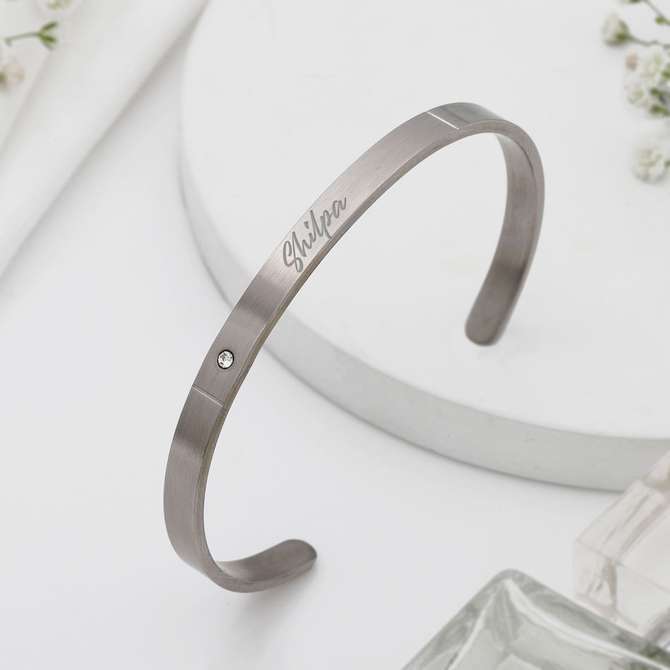 Buy/Send Stellar Glam Personalized Women's Cuff Bracelet Silver