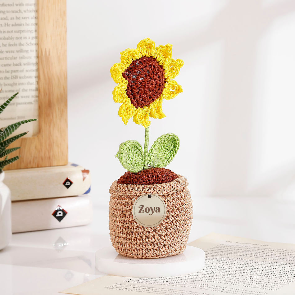 Buy/Send Timeless Personalized Crochet Sunflower Online | IGP