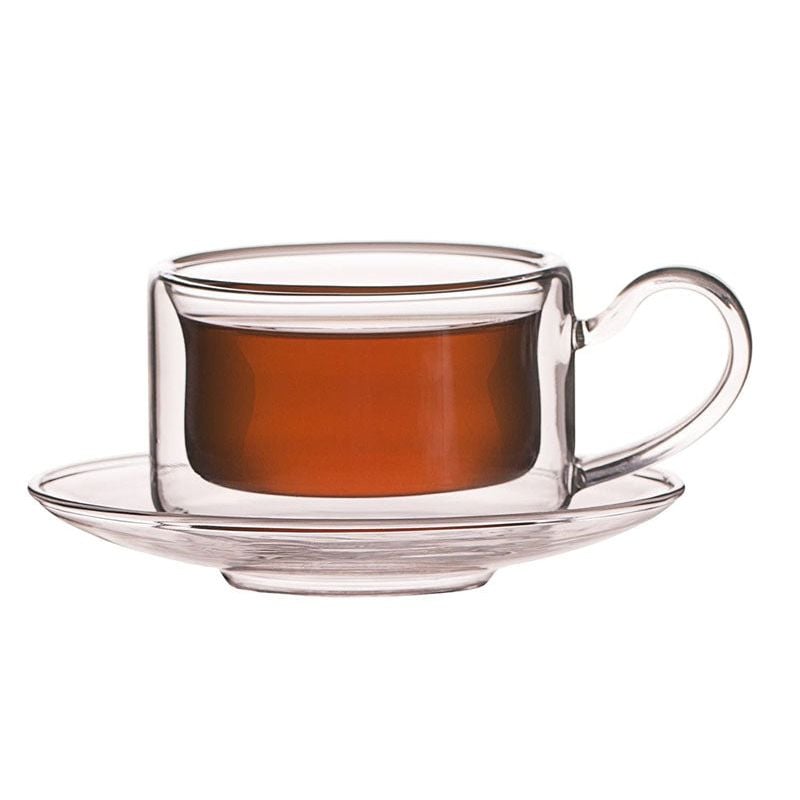 Buy/Send Double Wall Square Tea Cup And Saucer Set - Set Of 6