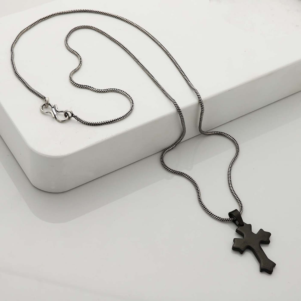 Buy/Send Holy Cross Pendant With Chain - Black Online | IGP