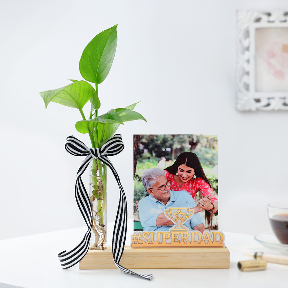Send Superdad Personalized Photo Stand With Money Plant Online, Same Day  Delivery in UAE | IGP | JVS1285805