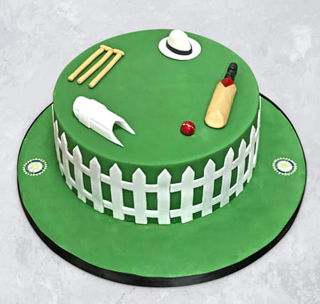 90 Not Out Cricket Field Birthday Fondant Cake (2 Kg)-picture-50