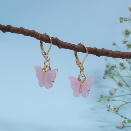Alluring Pink Butterfly Earrings-image-5