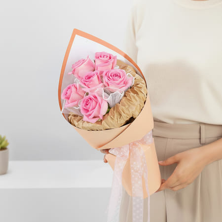 Aqua Pink Roses Bouquet