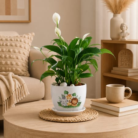 Blooming Peace Lily Plant with Plate-picture-13