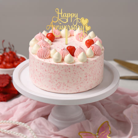 Blushing Love Anniversary Red Velvet Cake