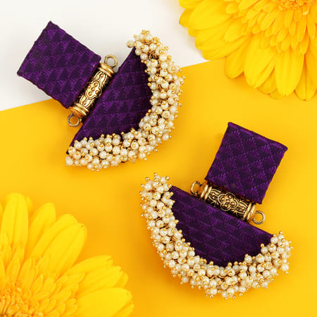 Buy/Send Boho Fabric Purple Earrings Online IGP JVS1204062