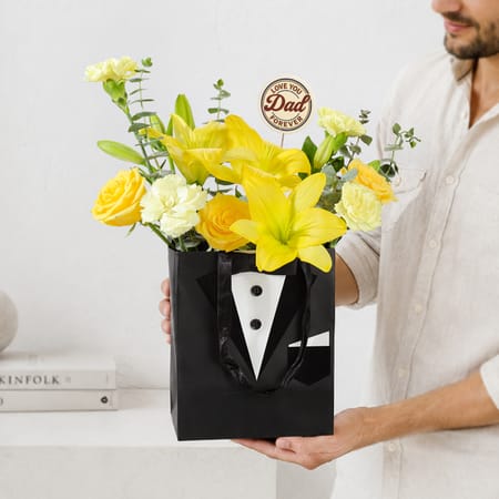 Bright Yellow Lily and Rose Father's Day Bouquet-picture-44