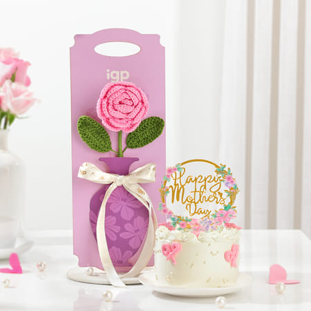Charming Crochet Rose And Mother's Day Cake Combo-picture-53