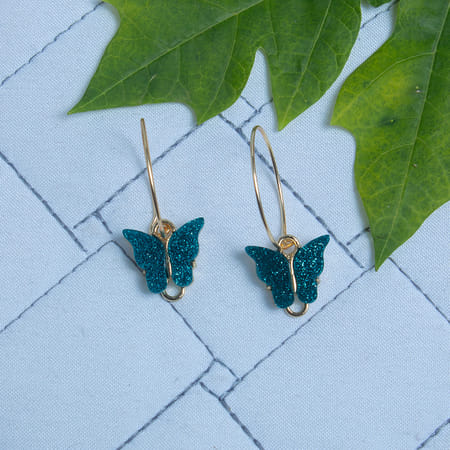 Charming Dark Green Butterfly Earrings-picture-44