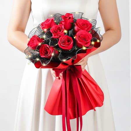 Charming Red Rose LED Bouquet For Valentine's Day-image-46