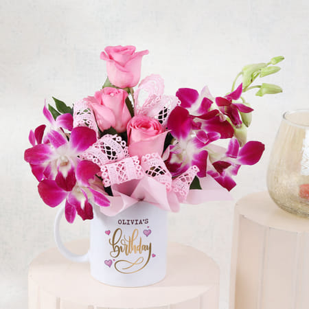 Cheerful Birthday Personalized Floret Mug-picture-40
