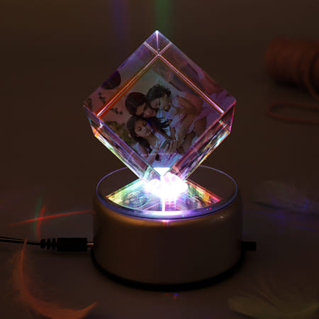 Colorful Personalized Rotating Crystal Cube with LED-image-4