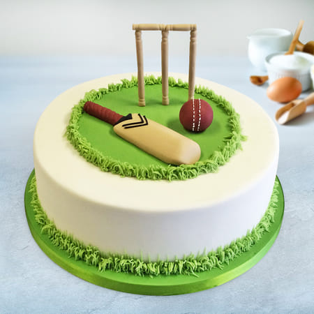 Cricket Field Semi Fondant Birthday Cake (1Kg)-picture-35