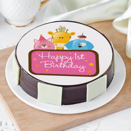 Cute Animals First Birthday Cake for Girls-picture-42