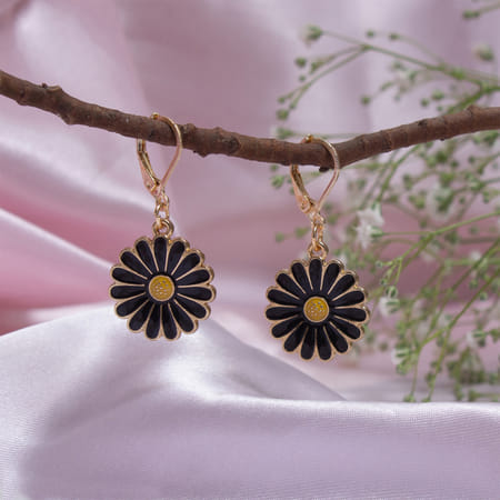 Cute Black Floral Earrings-image-17