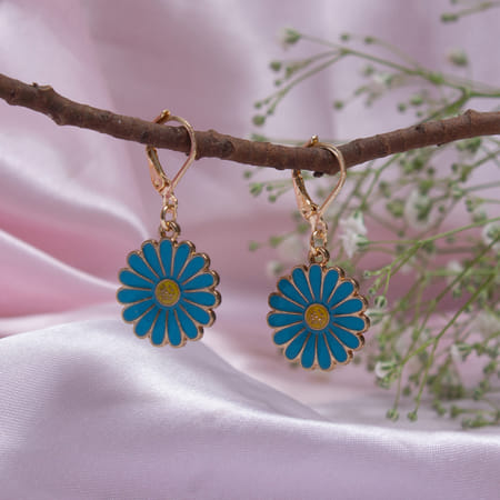 Cute Blue Floral Earrings-picture-30