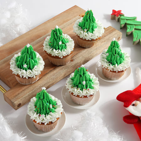 Cute Christmas Tree Cupcakes (box of 6)-picture-39
