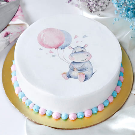 Cute Hippo Baby Shower Poster Cake (2 Kg)-picture-24
